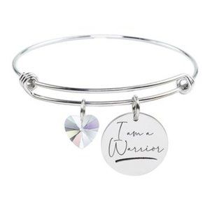 Crystal & Stainless Steel 'Warrior' Charm Bangle